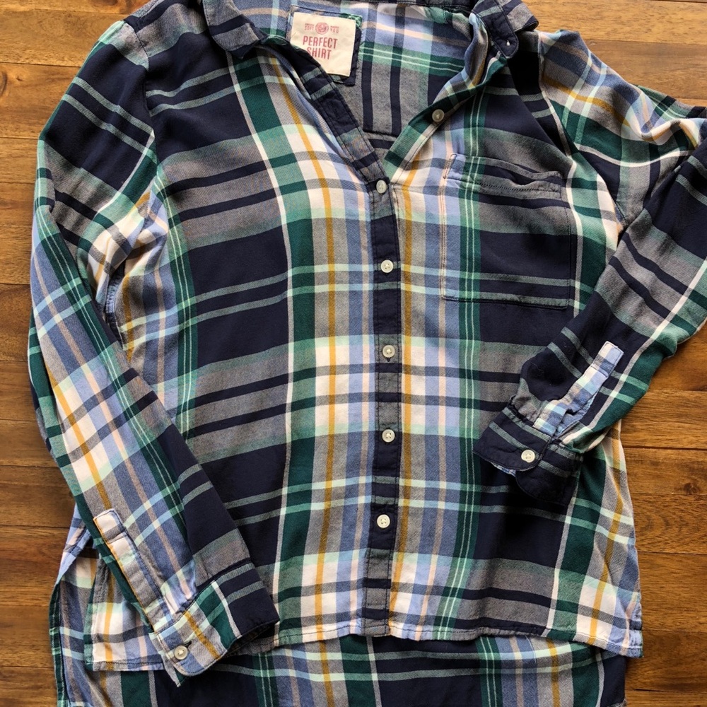 Blue plaid shirt